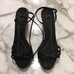 KATE SPADE black wedge sandals